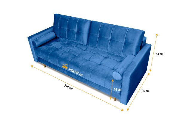 Nowoczesna sofa rozkładana z funkcją spania i pojemnikiem – 210 cm - widok z boku