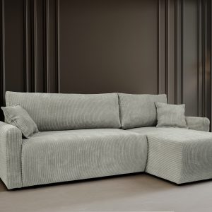 Narożnik CARIM 235 cm rozkładany z funkcją spania i pojemnikiem – sztruks