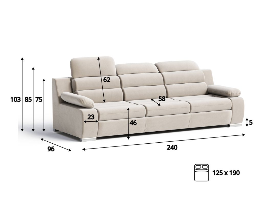 Amber Sofa 3-osobowa - widok z boku
