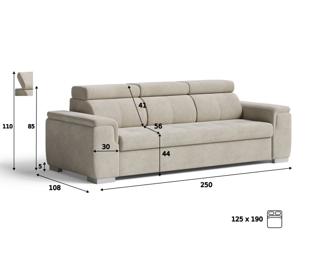 Silver Sofa 3-osobowa - wymiary