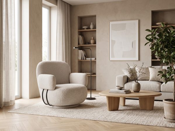 Fotel obrotowy Riva — wizualizacja w salonie